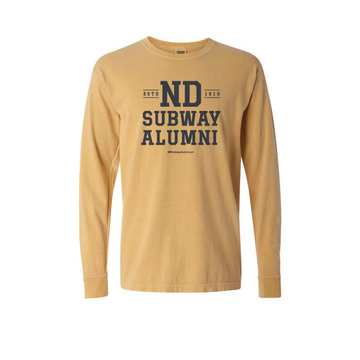 ND Subway Alumni Vintage Logo Long Sleeve T-Shirt  Gold