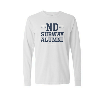 ND Subway Alumni Vintage Logo Long Sleeve T-Shirt  White