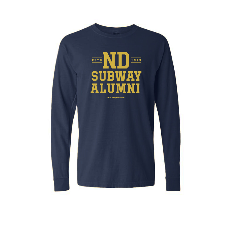 ND Subway Alumni Vintage Logo Long Sleeve T-Shirt Navy