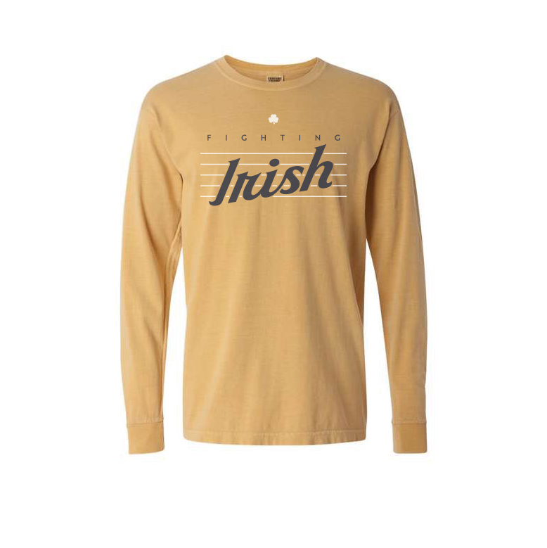 Fighting Irish with Lines Long Sleeve T-Shirt Gold