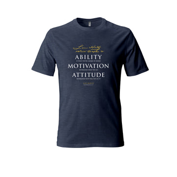 Lou Holtz Ability Motivation Attitude Quote T-Shirt Navy