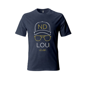 Lou Holtz Hat and Glasses T-Shirt Navy