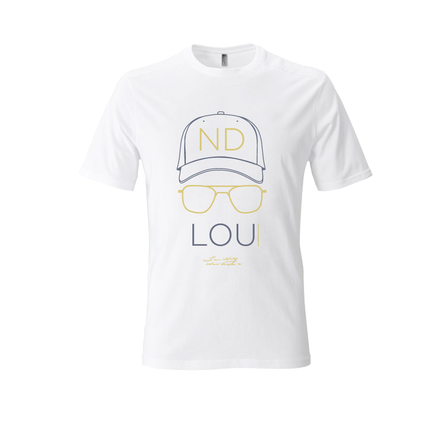 Lou Holtz Hat and Glasses T-Shirt White