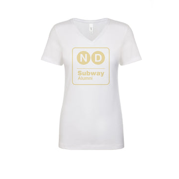 ND Subway Alumni Gold Logo Womens T-Shirt White