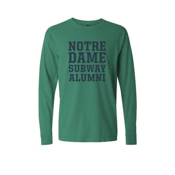 Notre Dame Subway Alumni Vintage Long Sleeve T-Shirt Green/Gold/White