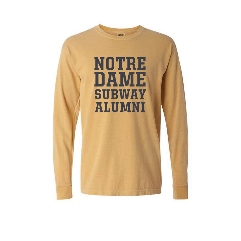 Notre Dame Subway Alumni Vintage Long Sleeve T-Shirt Green/Gold/White